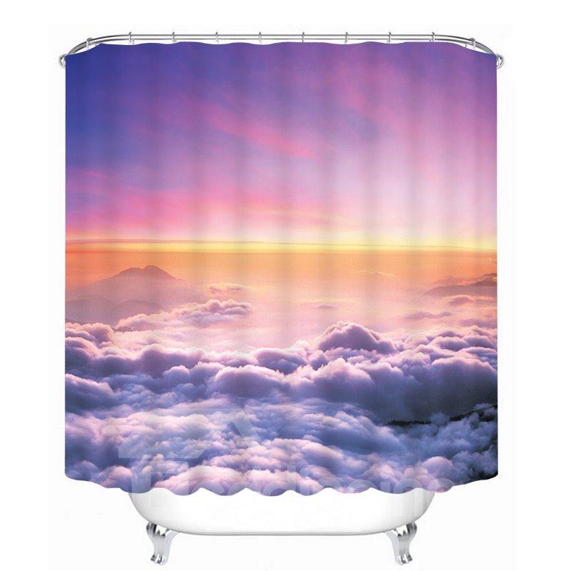 Cortina de ducha 3D para baño con impresión de paisaje sobre la nube