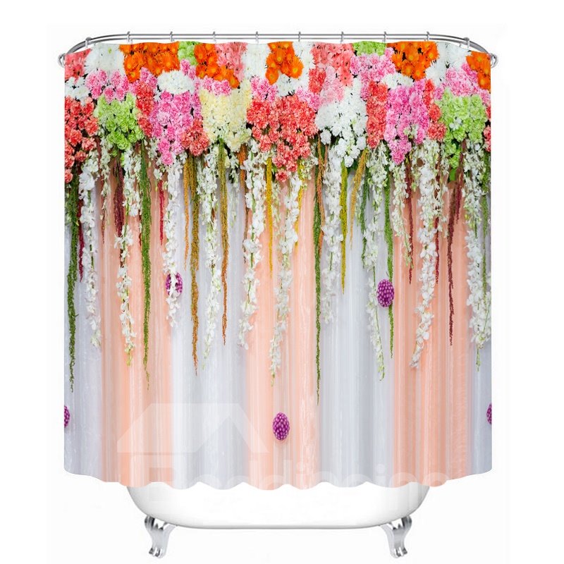 The Flower Wall Printing Bathroom 3D Shower Curtain