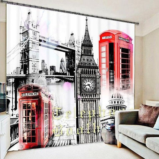 Watercolor Art London in Memory Printing 3D Curtain