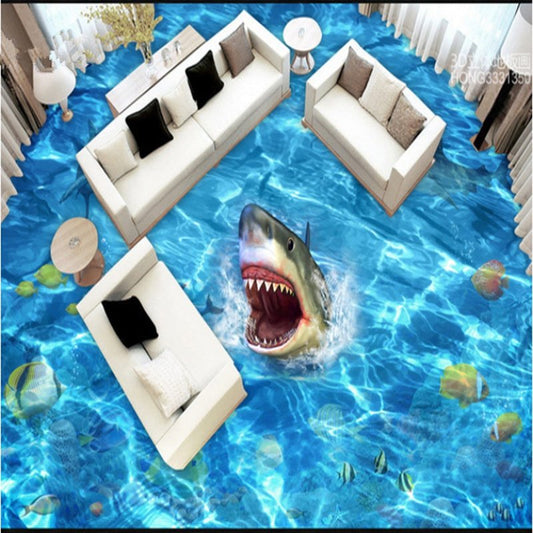 Vivid Shark in the Sea Pattern Waterproof Splicing Waterproof 3D Floor Murals