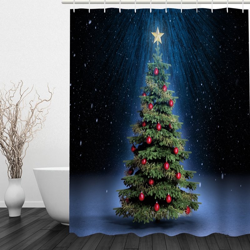 Decoration Christmas Tree Printing Bathroom 3D Shower Curtain