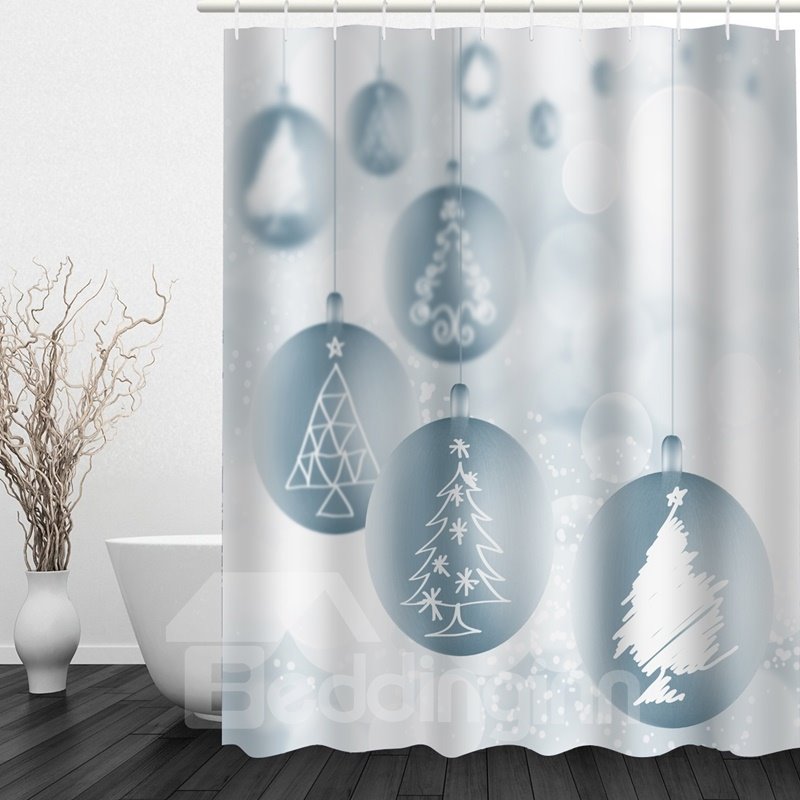 Stick Figures Christmas Tree Printing Bathroom 3D Shower Curtain