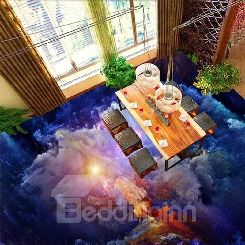 Einzigartiges Design „Sonnenlicht in Wolken“-Druck für Zuhause, dekorative, wasserfeste 3D-Bodenwandbilder
