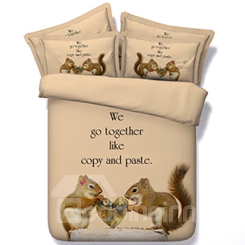 Cute Squirrel Lovers Print 5-Piece Comforter Sets