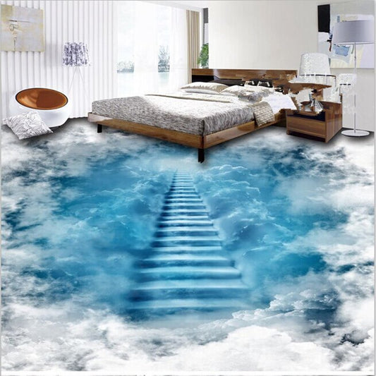 Wasserdichte, dekorative 3D-Bodenwandbilder mit einzigartigem Design „Treppe zu den Wolken“ im Druck
