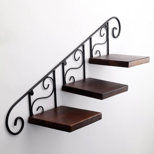 Classic Wooden Iron Frame Flowerpot and Decoration Holder Wall Shelves