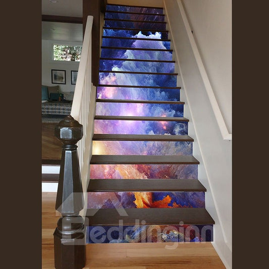 Wasserdichte, rutschfeste, umweltfreundliche, selbstklebende Treppenwandbilder mit 3D-Galaxiemuster