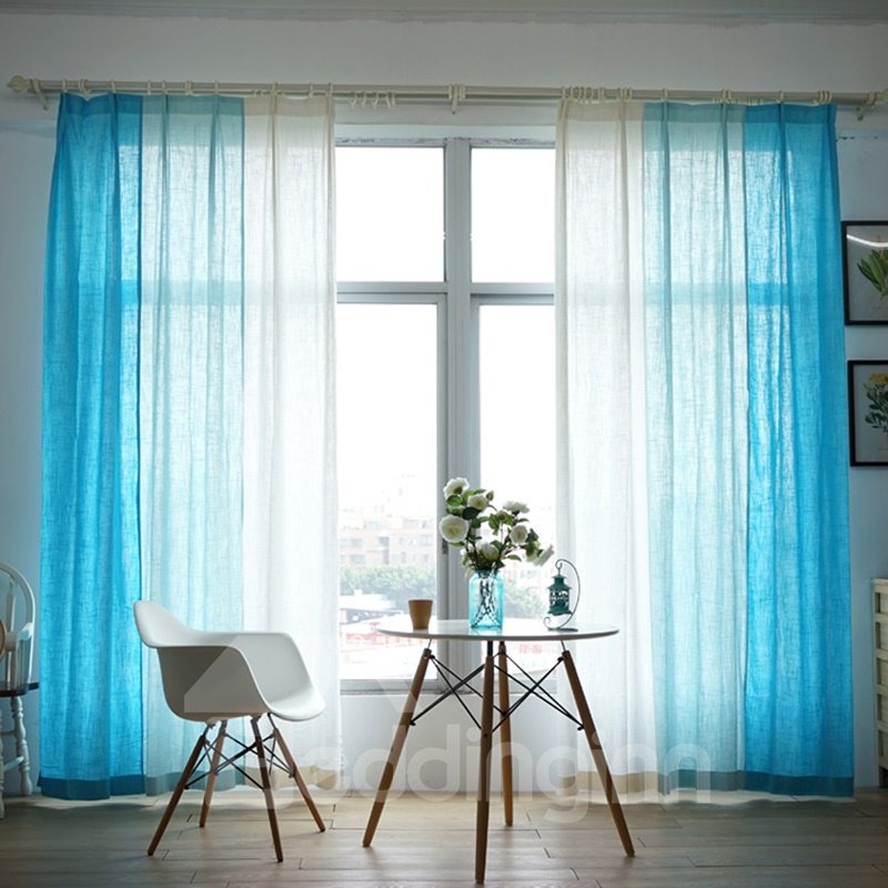 Blue and White Three Colors Cloth Splicing Custom Curtain