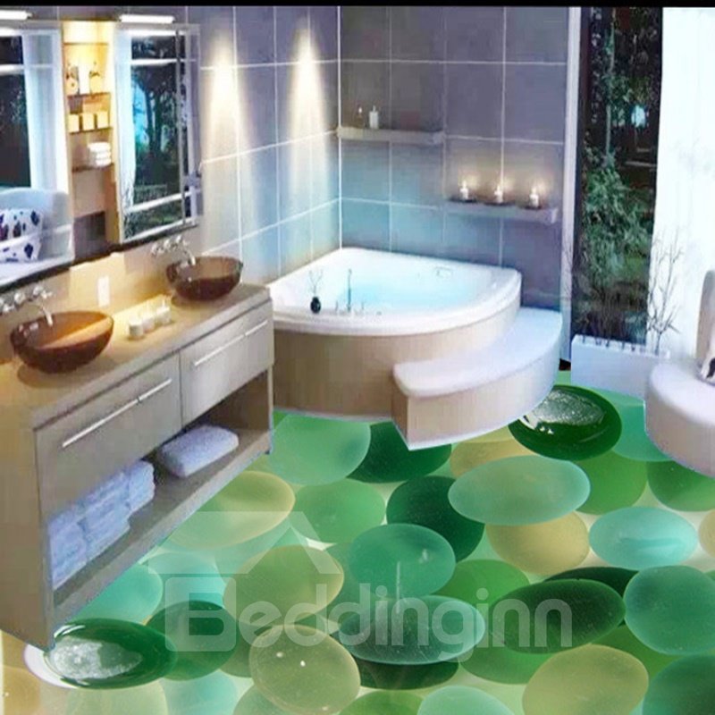 Murales de suelo decorativos en 3D para el hogar con patrón de guijarros atractivos en agua límpida
