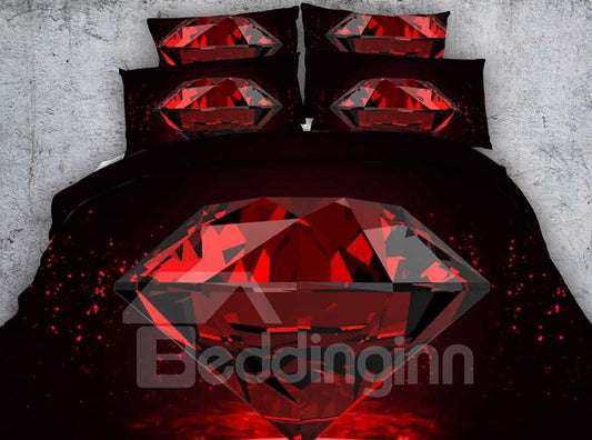 5-teilige Bettdecken-Sets mit glänzendem Big Diamond-Print