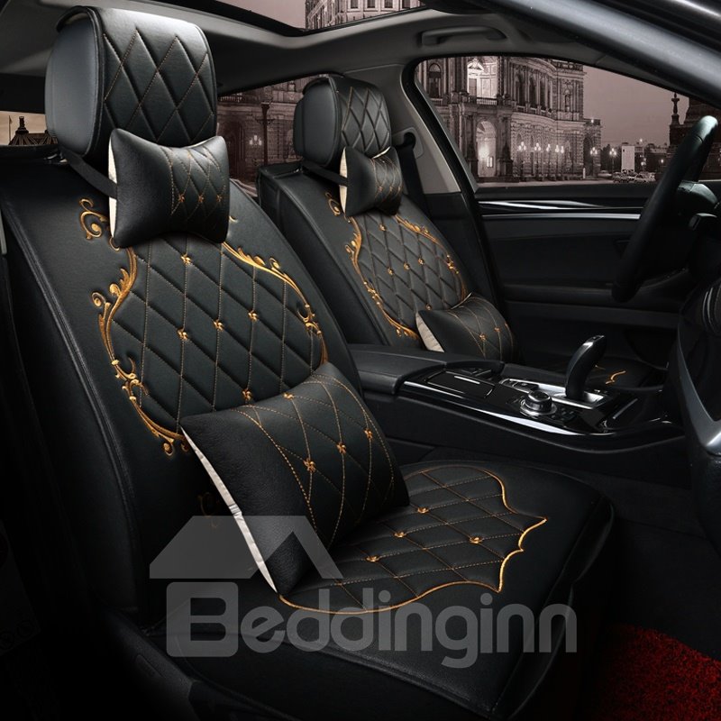 Klassisches Luxusdesign mit wunderschönen Goldbesätzen, universelle Autositzbezüge 