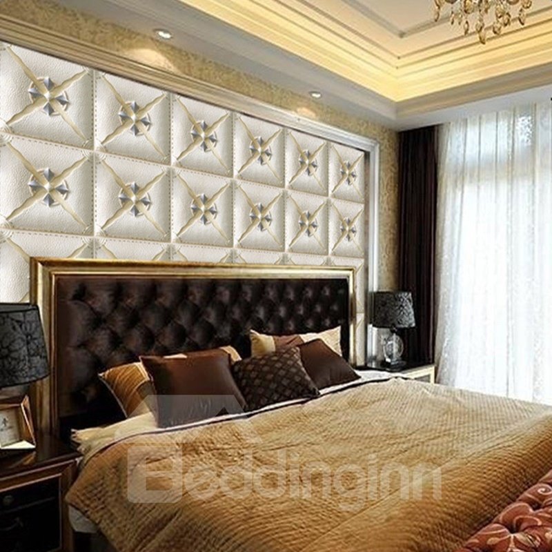 Weiße elegante dreidimensionale quadratische karierte Design-dekorative Wandgemälde