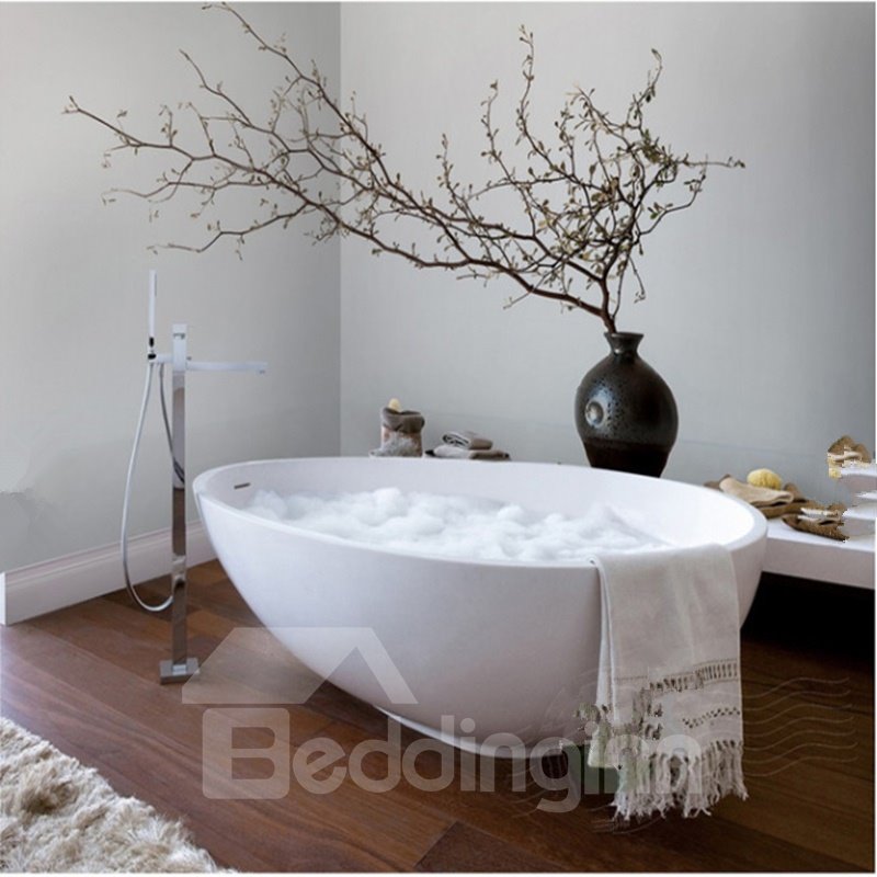 Wasserdichte 3D-Badezimmerwandbilder im schlichten Stil mit weißem Blumenvasenmuster