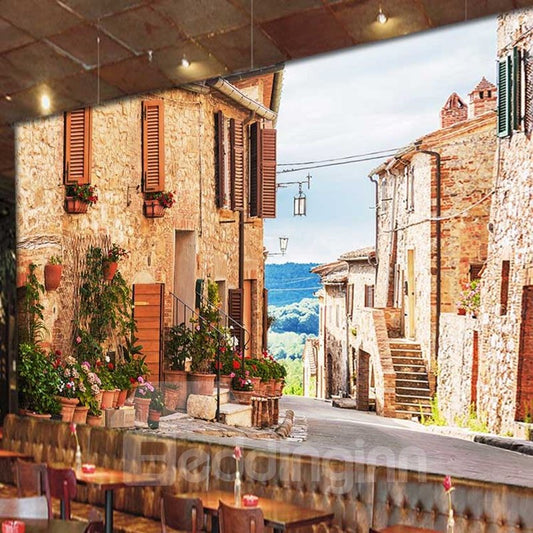 European Style Country Style Small Town Pattern Waterproof 3D Wall Murals