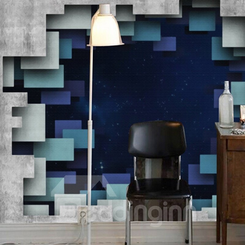 Murales de pared 3D impermeables con diseño moderno y creativo de cielo estrellado a través de un patrón de agujeros