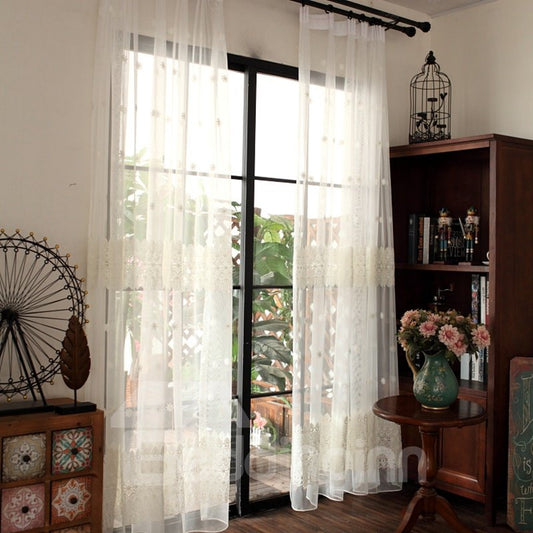 European Style Embroidery Custom Sheer Curtain