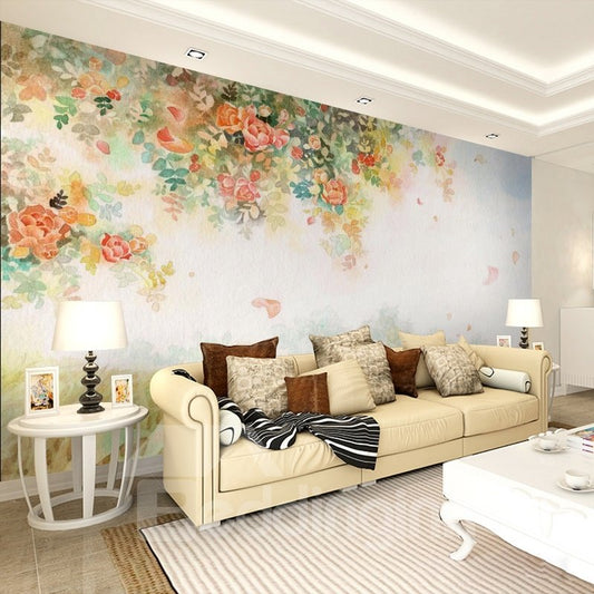 Fresh Beautiful Flowers Pattern Home Decorative Waterproof 3D Wall Murals