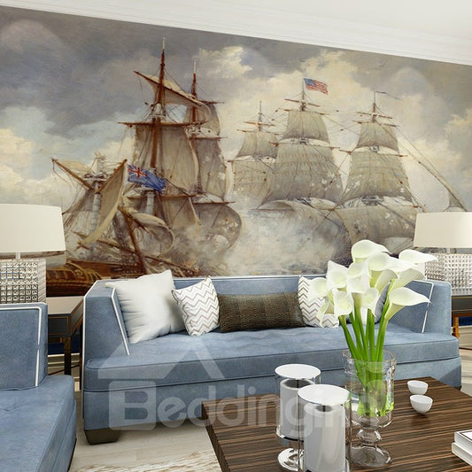 Fabulous European Style Galleon Pattern Decorative Waterproof 3D Wall Murals