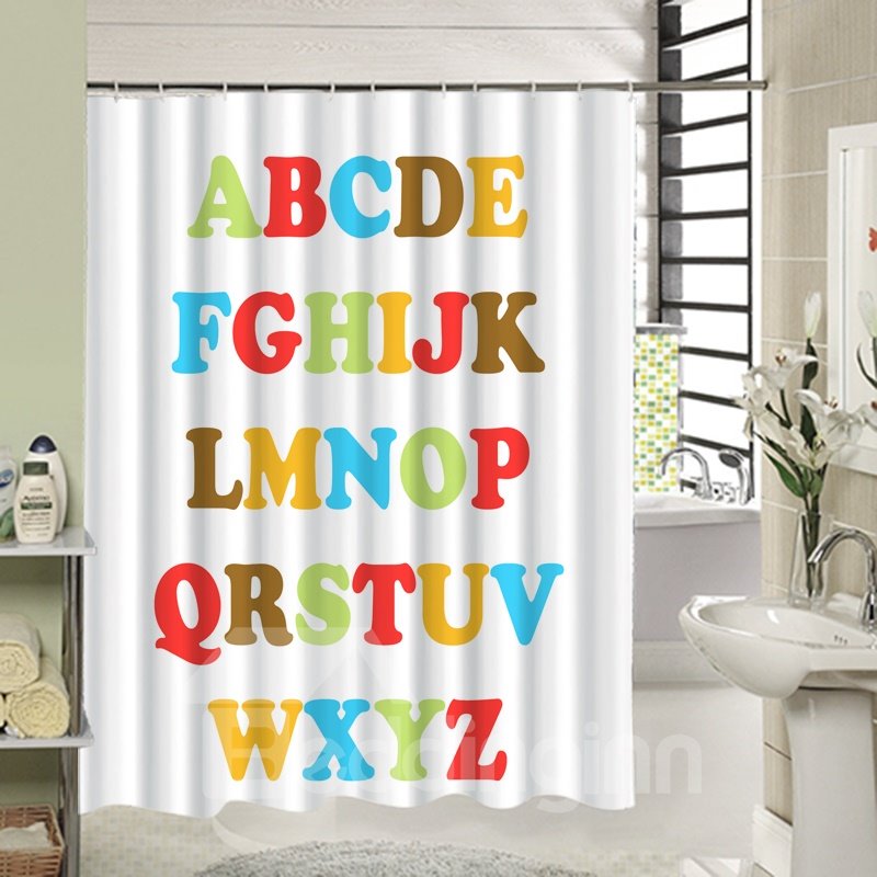 Cute Colored Alphabet Printing 3D Shower Curtain