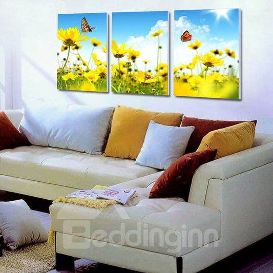 Stunning Flowers and Butterflies Pattern Framed Wall Art Prints