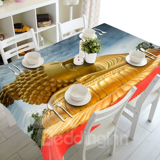 Goldene Buddha-Drucke, Design, Esszimmerdekoration, 3D-Tischdecke