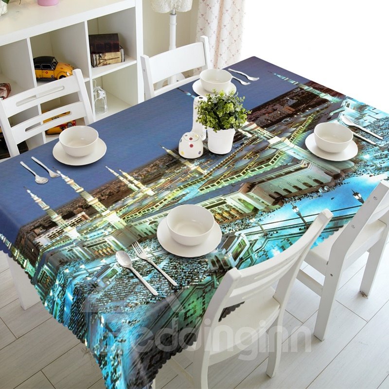 Stunning Modern Style Building Scenery Prints Dining Room Decoration 3D Tablecloth