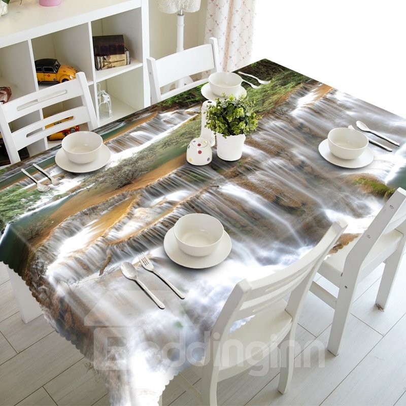 Vivid Waterfalls Pattern Design Polyester Fibre Washable 3D Tablecloth