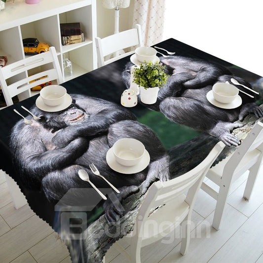Two Cute Orangutan Prints Design Washable Polyester Fibre 3D Tablecloth