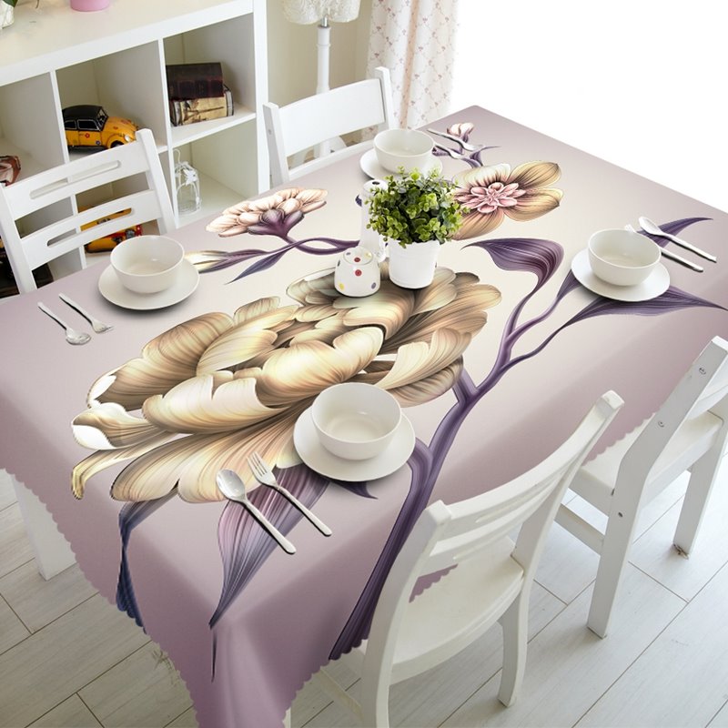 Lebendige Polyester-Tischdecke mit modernem Design, Blumendrucken, Heimdekoration, 3D-Tischdecke