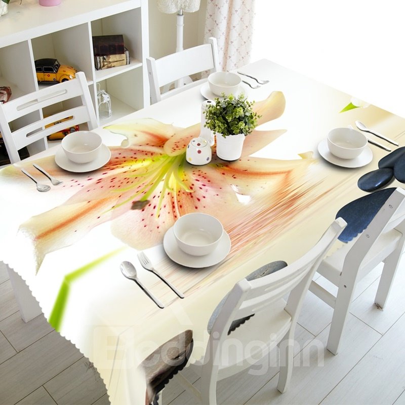 Simple Style Lily Flowers Pattern Design Washable 3D Tablecloth