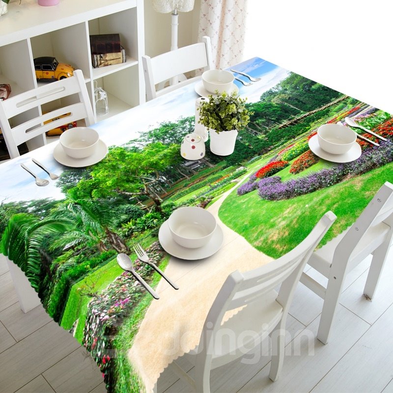 Natural Park Scenery Prints Design Washable Dining Room Decoration 3D Tablecloth