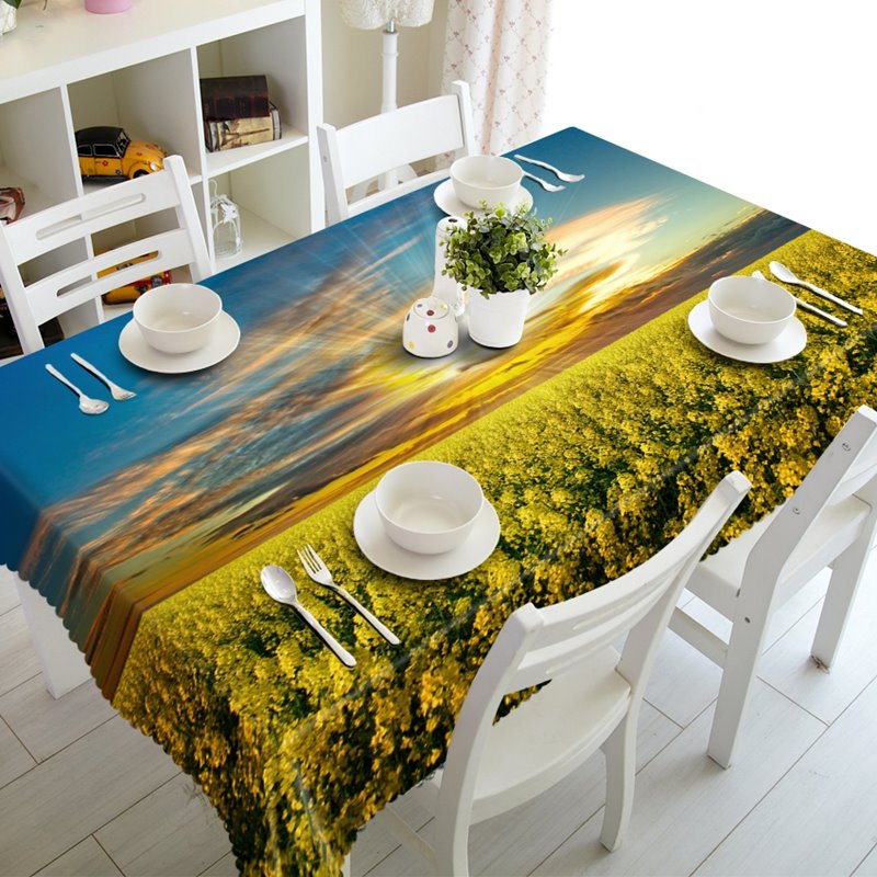 Gorgeous Cole Flowers Field Prints Dining Room Decoration 3D Tablecloth