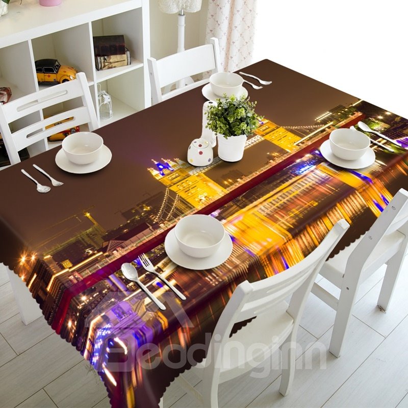 Fabulous the Thames Night Scenery Prints Home Decorative 3D Tablecloth