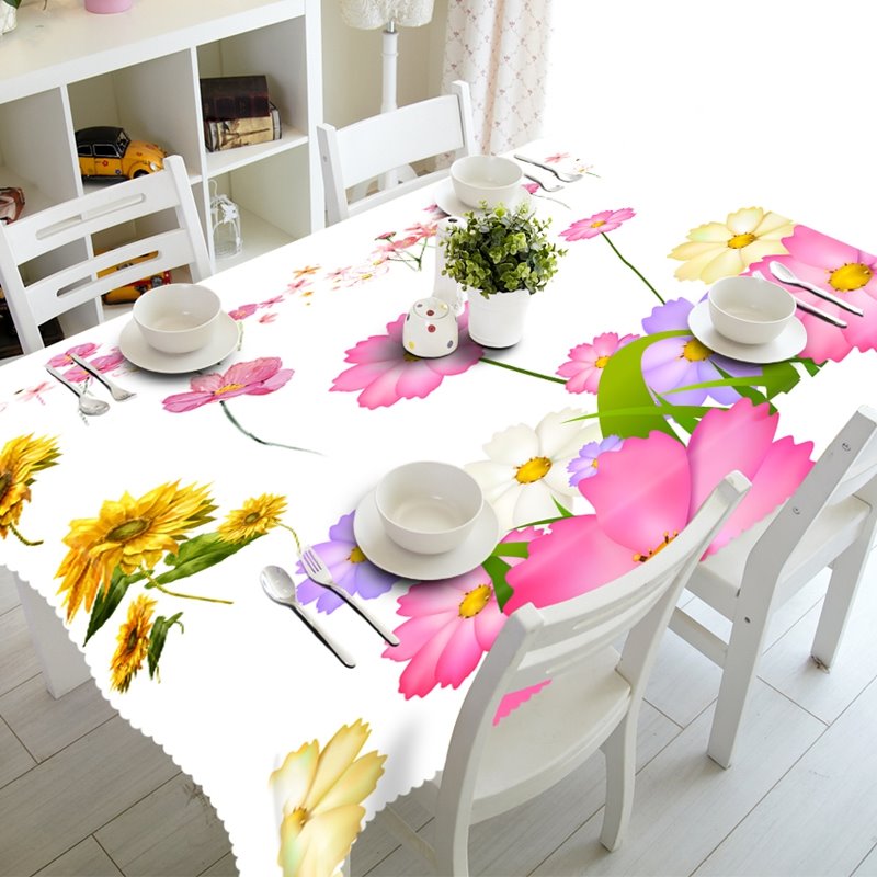 Colorful Little Flowers Prints Durable Home Decorative 3D Tablecloth