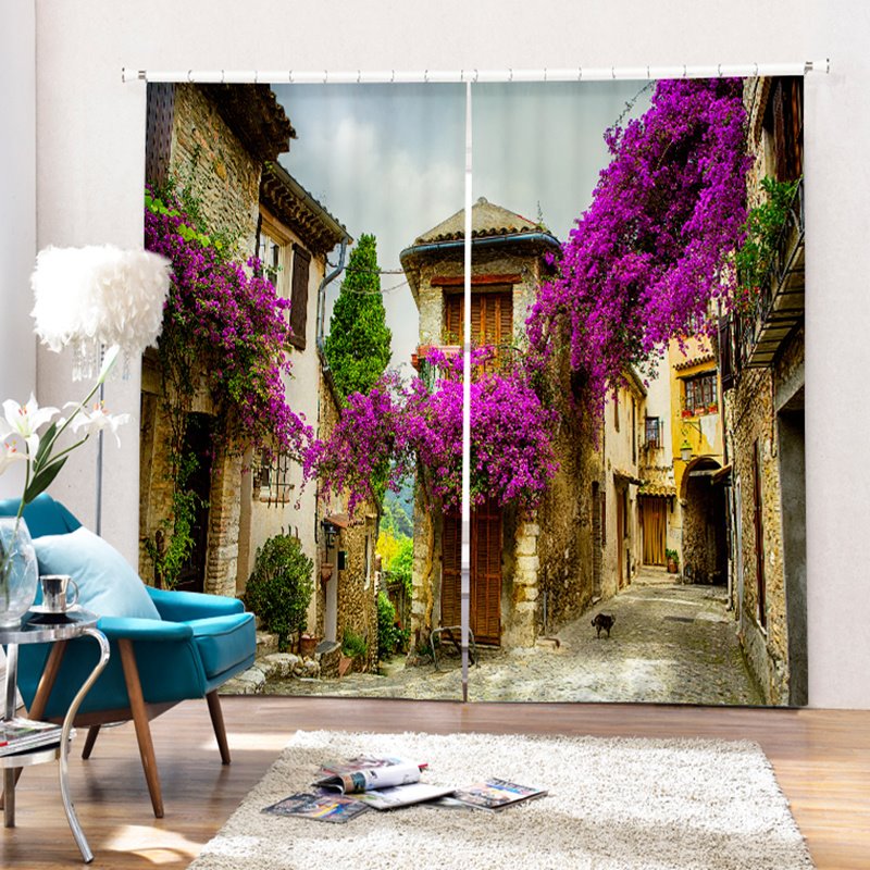 Relaxing Countryside Polyester Printing 3D Curtain