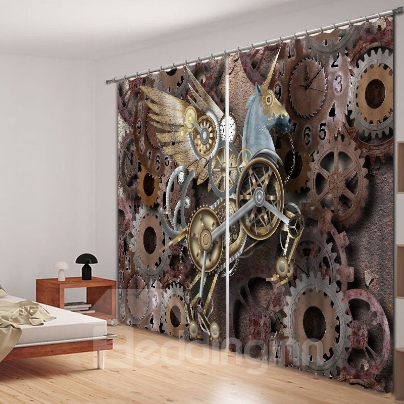 Designer-Vorhang mit fliegendem Einhorn, 3D-Druck aus Polyester 