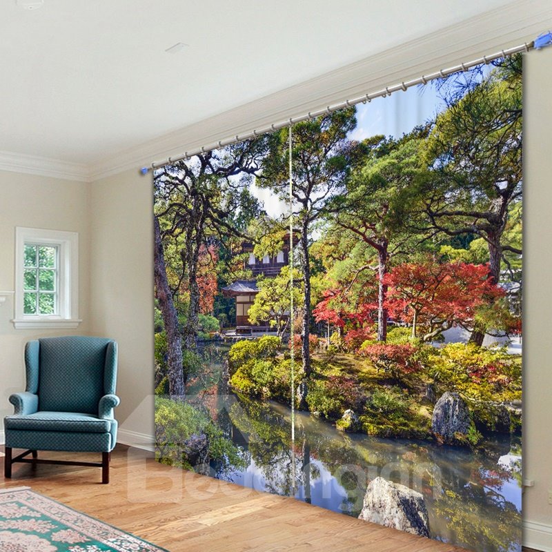 Gorgeous Courtyard View 3D Printed Polyester Curtain