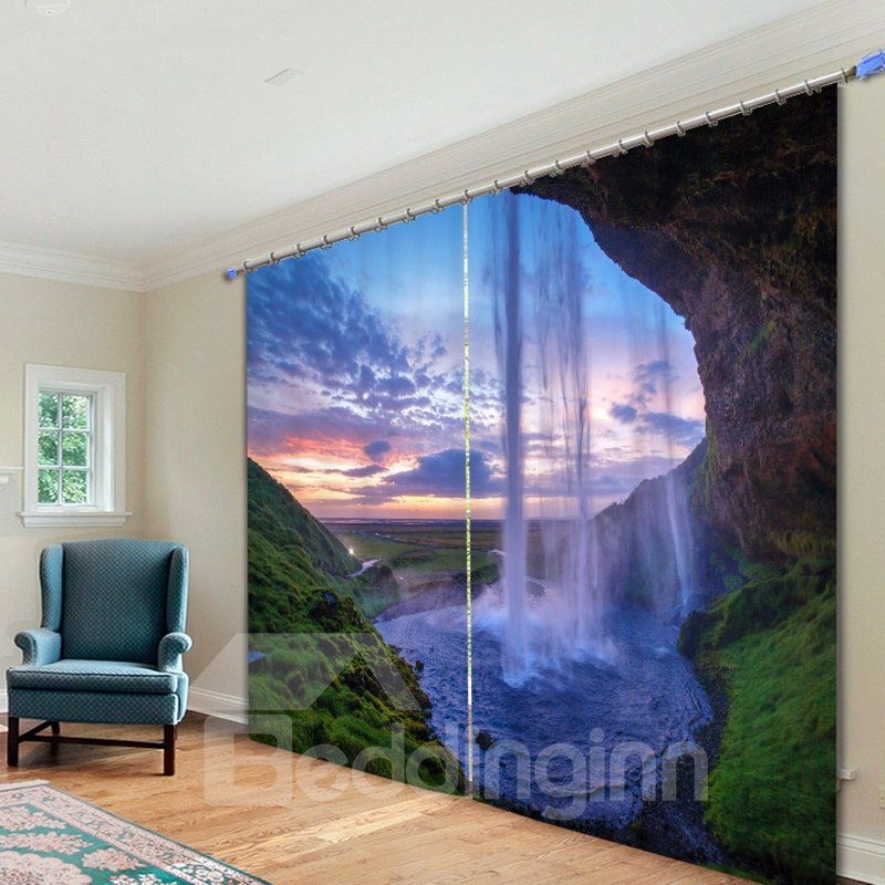 Amazing Nature Waterfall 3D Printed Polyester Curtain