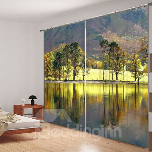 Graceful Lakes and Mountains 3D Printing Polyester Curtain