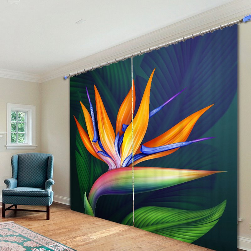 Abstract Art Lotus 3D Printing Polyester Curtain