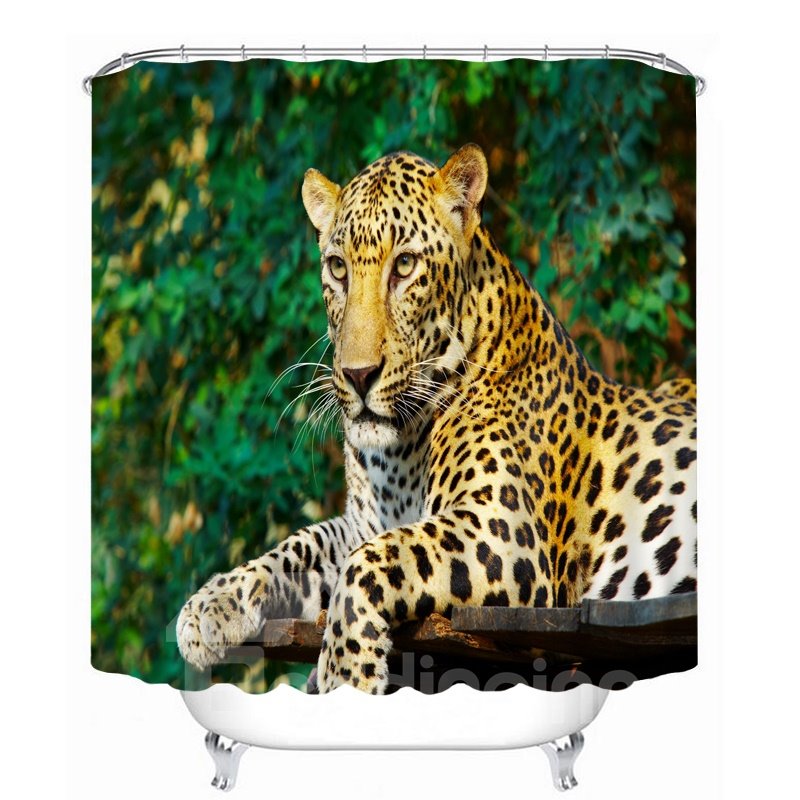 Strong Leopard Lying Down 3D Printed Bathroom Waterproof Shower Curtain