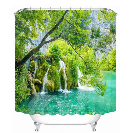 Green Moss Water in the Beautiful Nature 3D Printed Bathroom Waterproof Shower Curtain