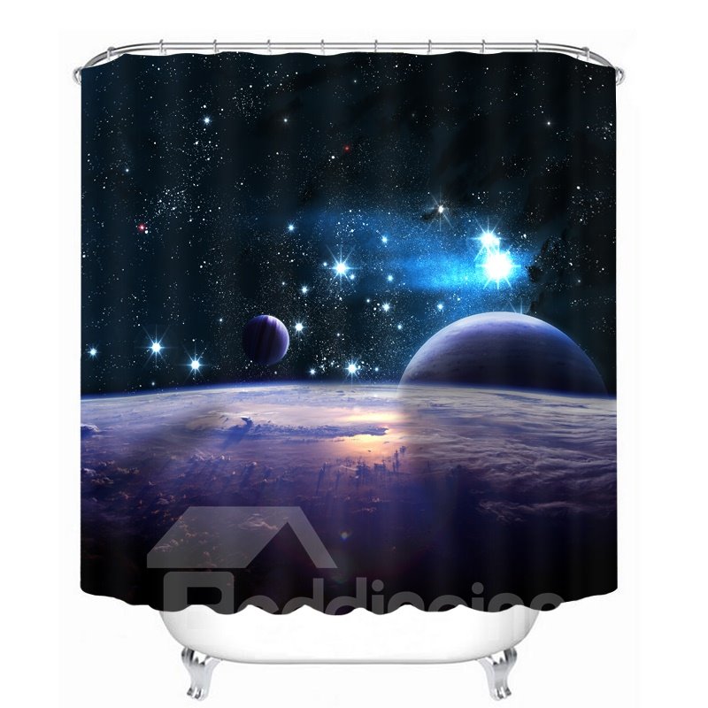 Planets in the Universe 3D Printed Bathroom Waterproof Shower Curtain