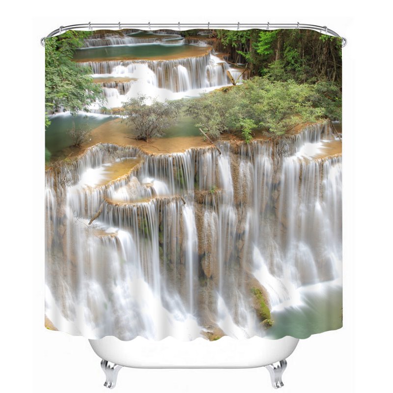 Breathtaking Nature Waterfall 3D Printed Bathroom Waterproof Shower Curtain