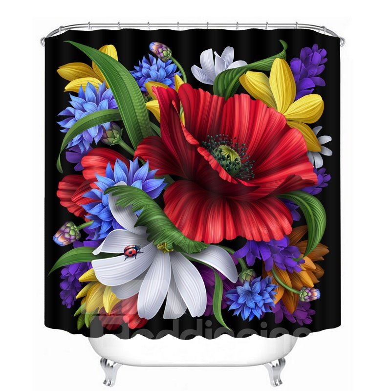 Fantastic Colored Flowers 3D Printed Bathroom Waterproof Shower Curtain