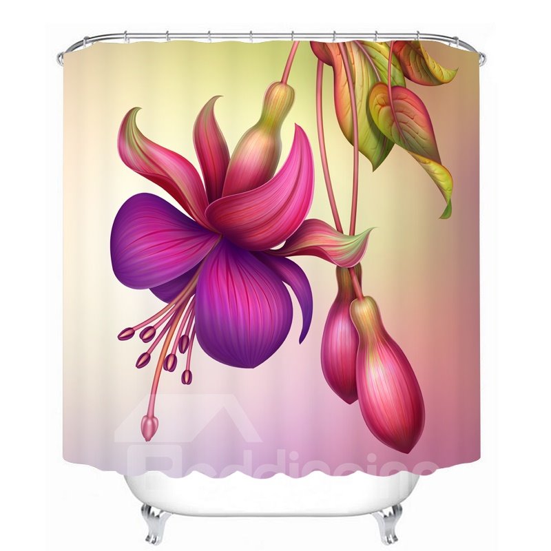 Decoration Colored Flowers 3D Printed Bathroom Waterproof Shower Curtain