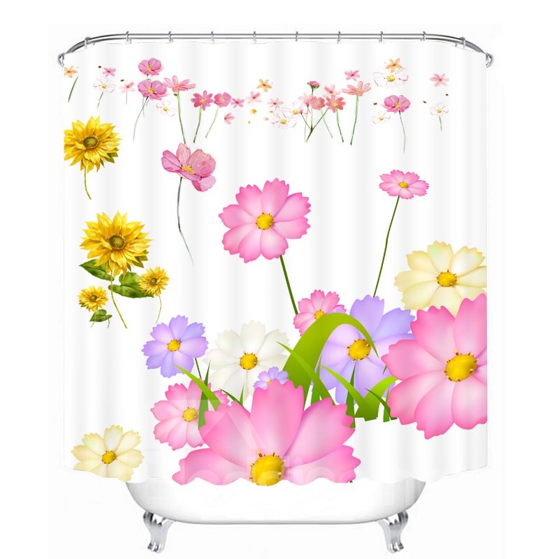 Handbemalte farbige Blumen 3D-gedruckter wasserdichter Badezimmer-Duschvorhang 