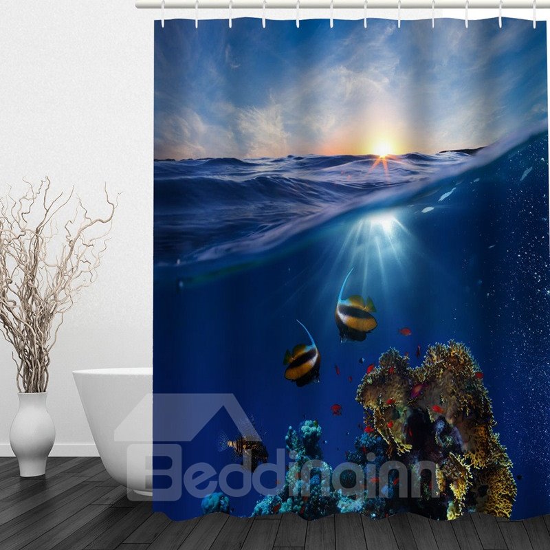 Beautiful Word Under Sea 3D Printed Bathroom Waterproof Shower Curtain