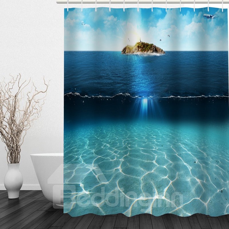 Aesthetic Sea and Sky 3D Printed Bathroom Waterproof Shower Curtain