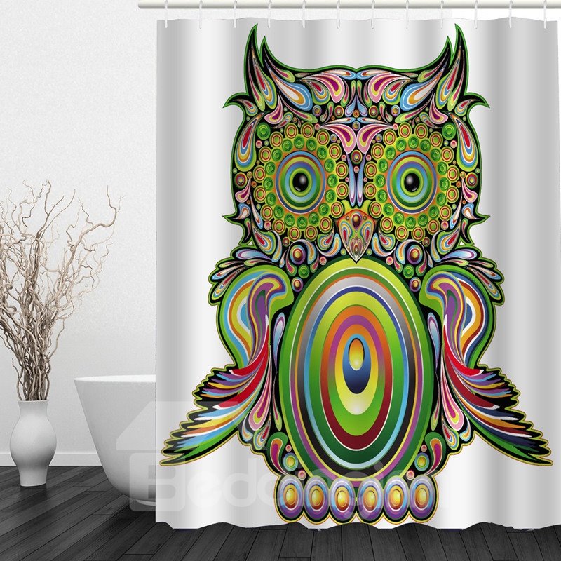 Colored Cartoon Owl 3D Printed Bathroom Waterproof Shower Curtain